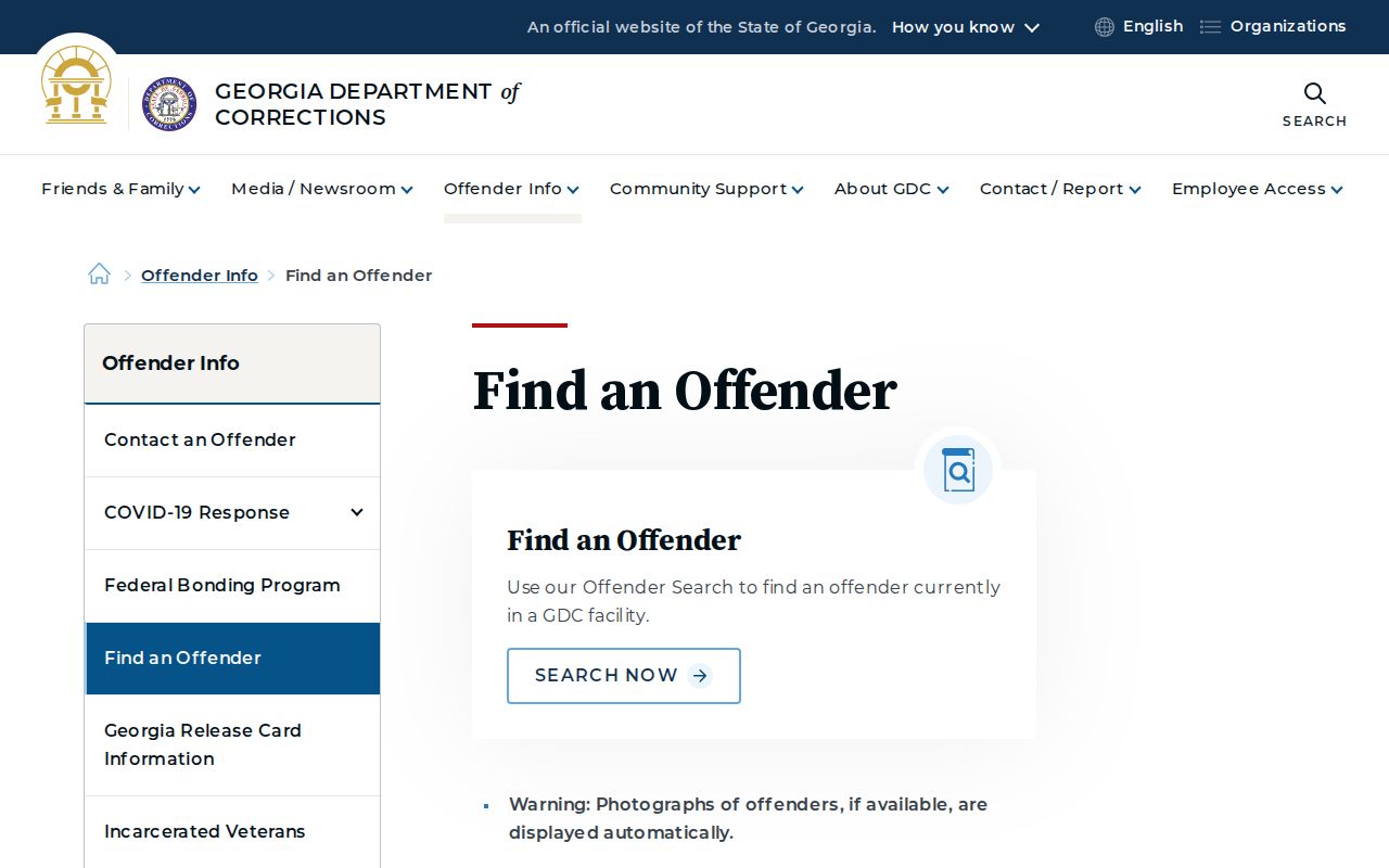 Georgia Department of Corrections Find an Offender guidance
